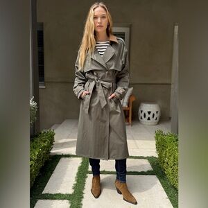 Benaar LA Theodora Olive Double Breasted Trench Coat - SMALL- NWT